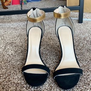 Black and Gold Ankle Strap Heel. Worn once. Size 6